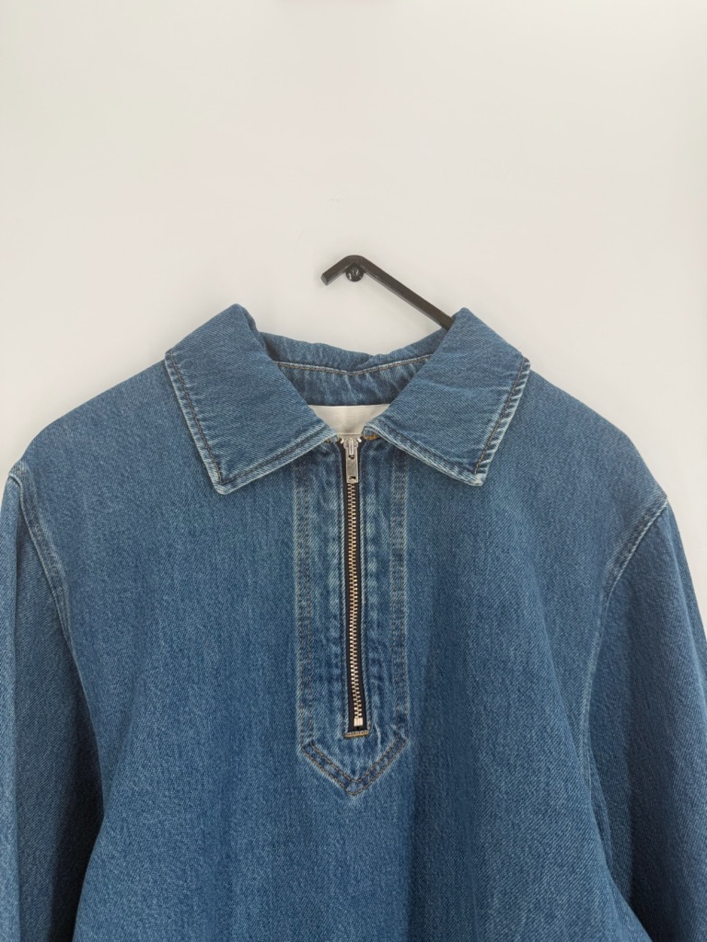 NWT Cos Denim Half Zip Blouse Size 6 - Picture 2 of 7
